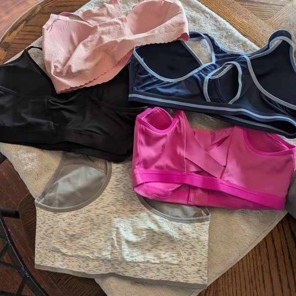 Women's Sports Bra Set - Black, Pink, Blue, Gray.  Set Of 5. - Picture 2 of 7
